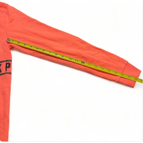 PINK Victoria's Secret Womens Zip-Up Hoodie Coral & Black Medium - Picture 9 of 10
